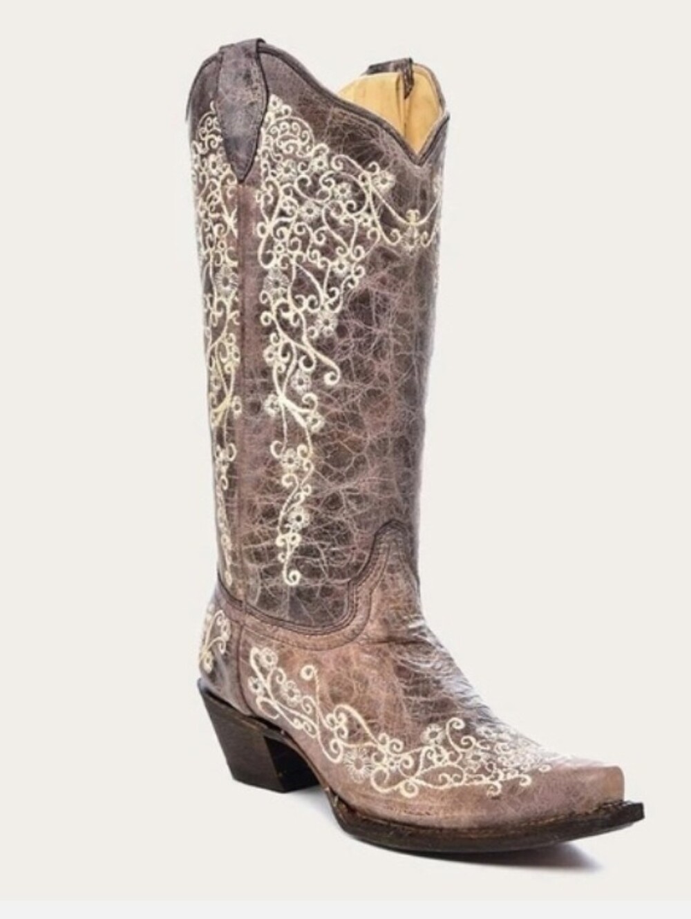 Brand New Corral Women's Distressed Brown Western Embroidered Boots 7.5